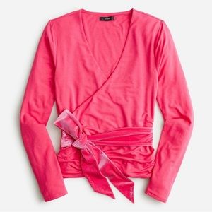 J. Crew Formknit Long Sleeve Pink Velvet Wrap Top
